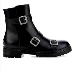 Jimmy Choo “Hank” crystal combat boots